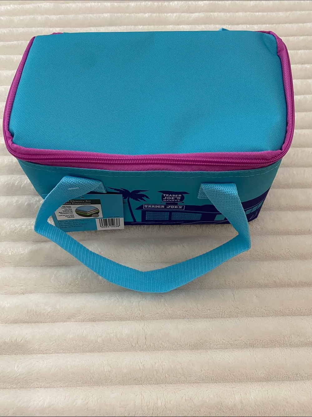 Blue and Purple Insulated Lunch Bag with Handles